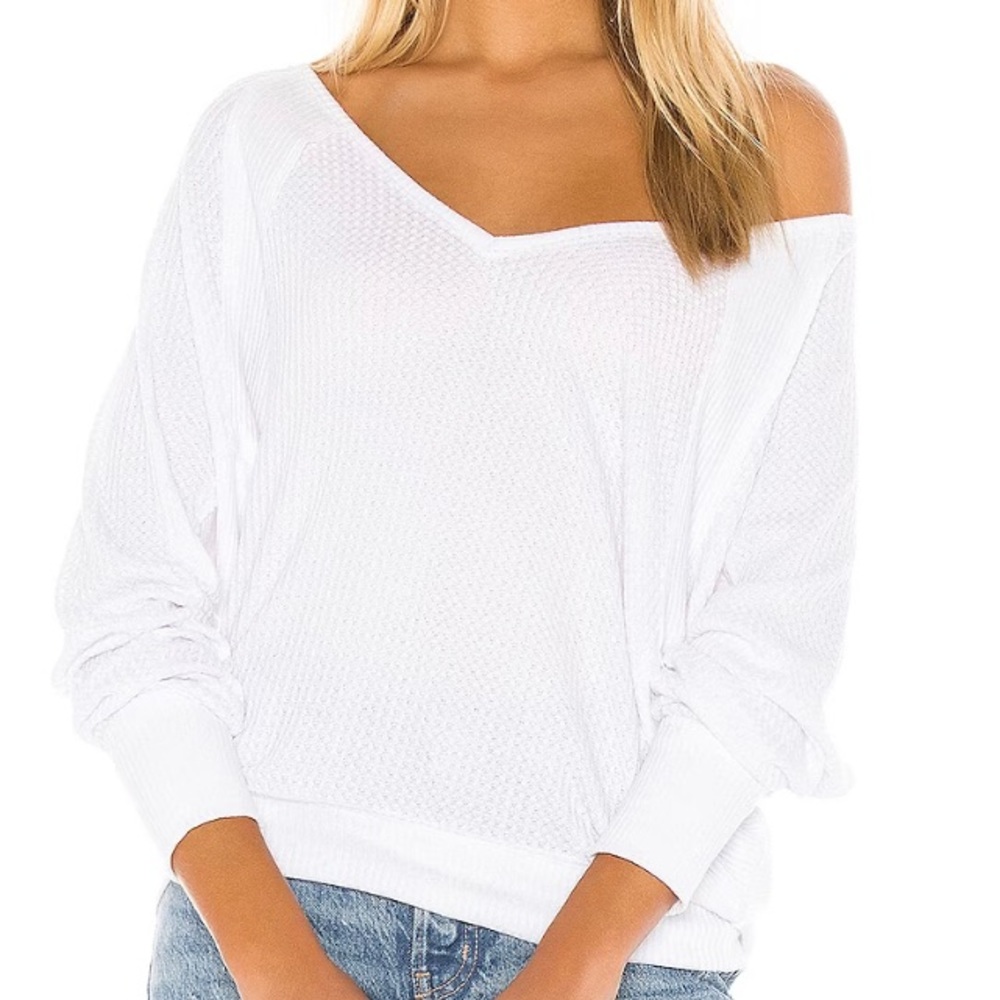 Free People Santa Clara Thermal Long Sleeve Top in Alabaster Size S NWT